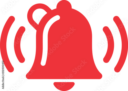 Bild auf Leinwand Red notification bell icon ringing loudly for alerts and notifications on digita