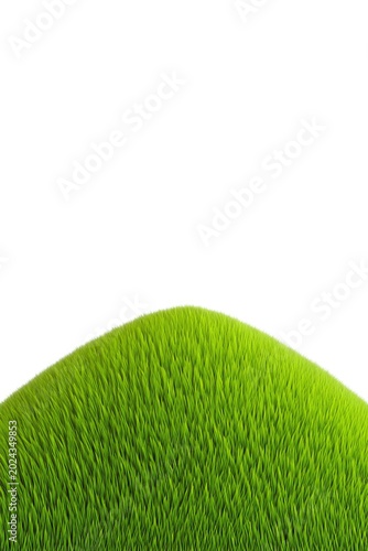 Vibrant Green Grass Hilltop Over White Background