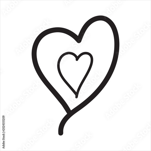 Tableau sur toile valentine heart doodle, hand drawn heart symbol svg
