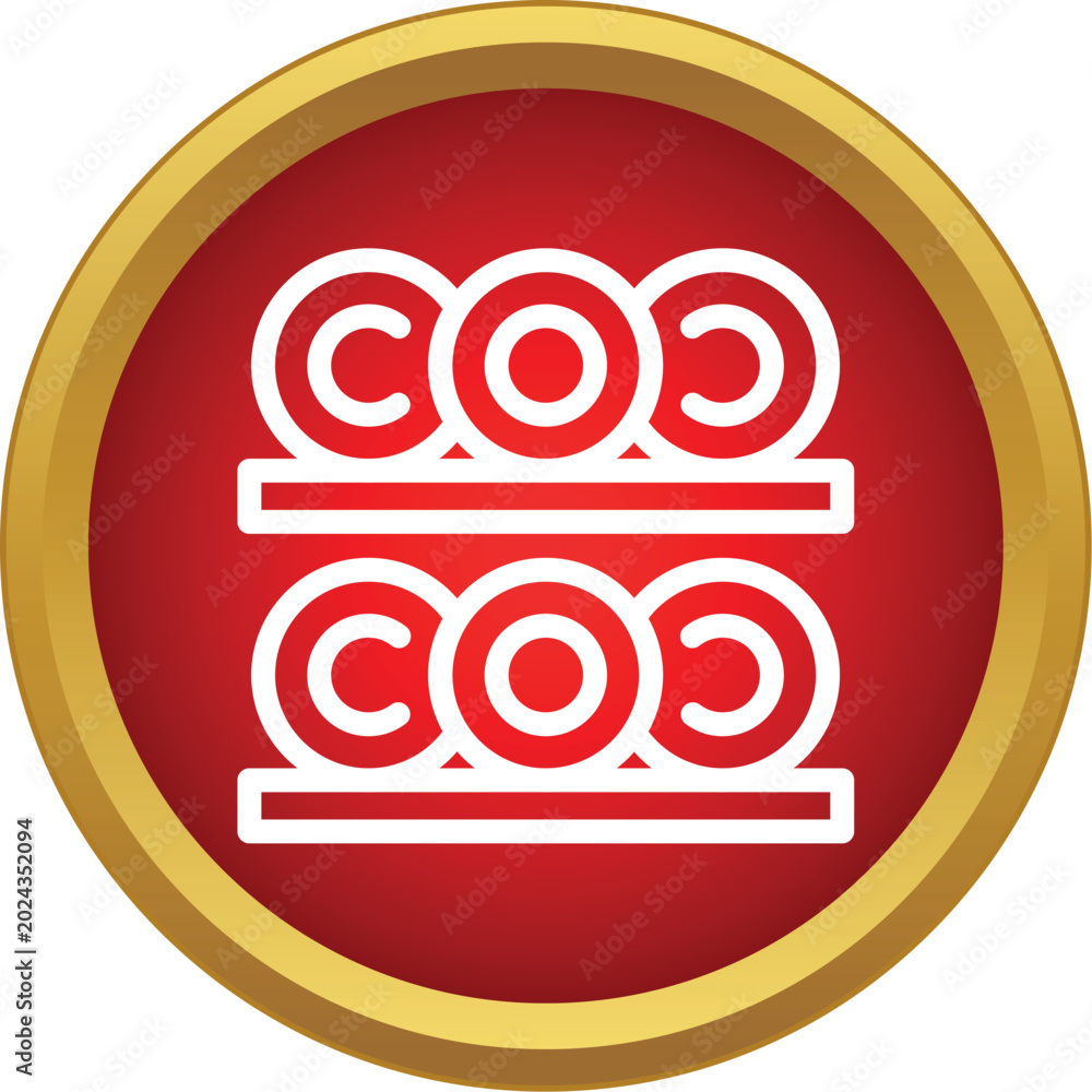 Obraz premium Storing wine or spirits in stacked barrels on a red button