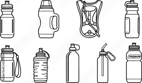 Obraz na plátně Flat vector icons of perfume bottles and atomizer spray Vector