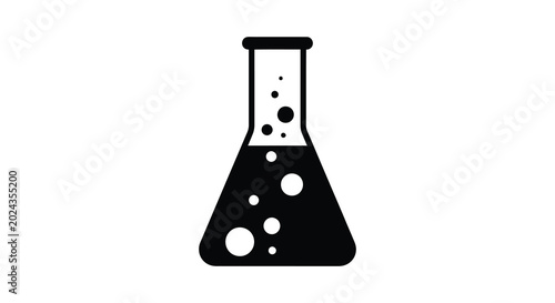 Flask with liquid and bubbles silhouette