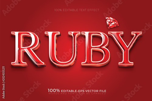 Ruby Text Effect with Red Gemstone