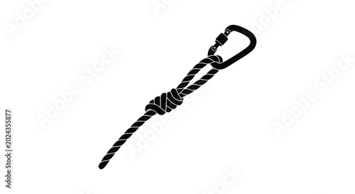 Rope with carabiner knot black silhouette