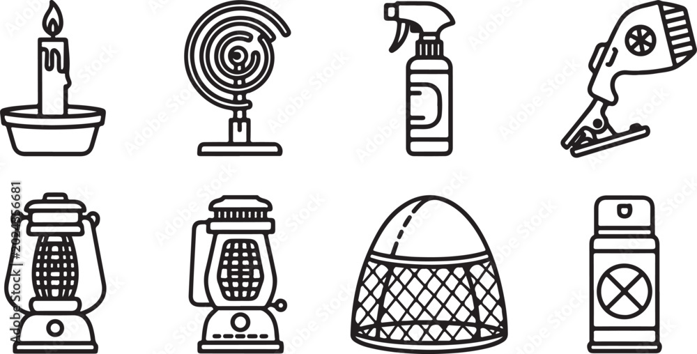 Fototapeta premium Flat design icons set of old fashioned machinery and tools Vector
