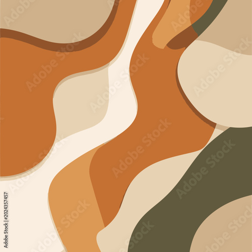 Abstract minimalist background with organic flowing shapes in earth tones.