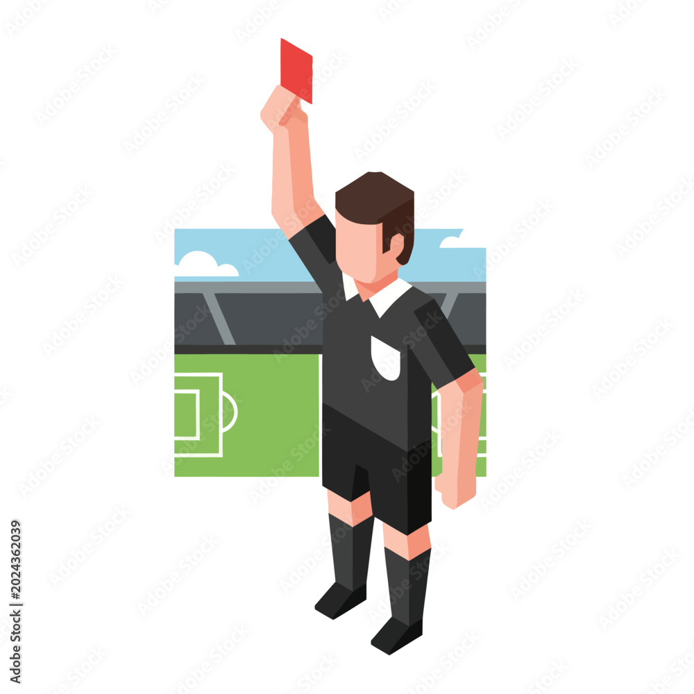 Fotografie Soccer Referee Holding Red Card High.