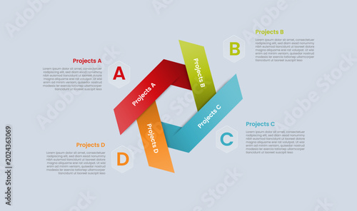 Obraz na plátně hexagon base shape infographic with glossy gradient style with sharp ribbon badg