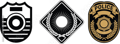 Bilde på lerret Police badge emblem collection with security shield insignia law enforcement vec