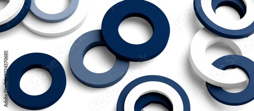 Abstract geometric patterns with overlapping circular cutouts creating depth effect on dark