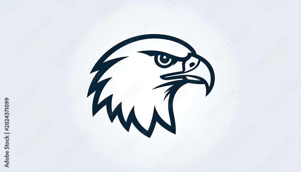 Fototapeta premium Stylized eagle head silhouette against white background for logo design