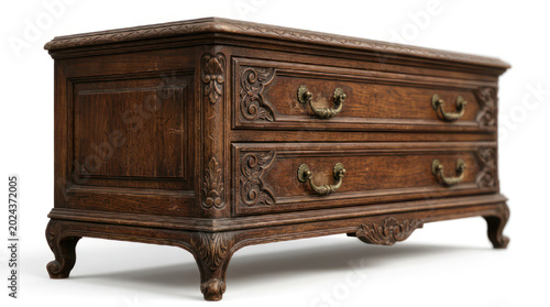 Antique Wooden Chest of Drawers with Ornate Carvings.