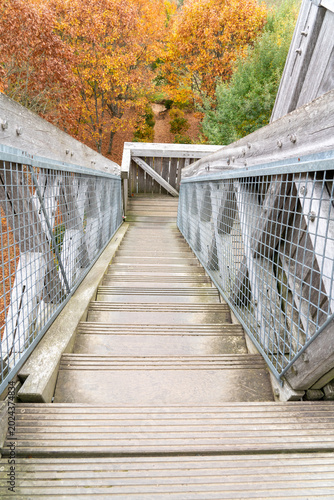 wooden stairs of a watchtower