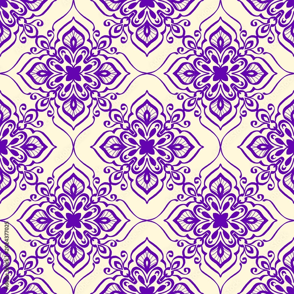 Fototapeta premium Purple seamless floral pattern