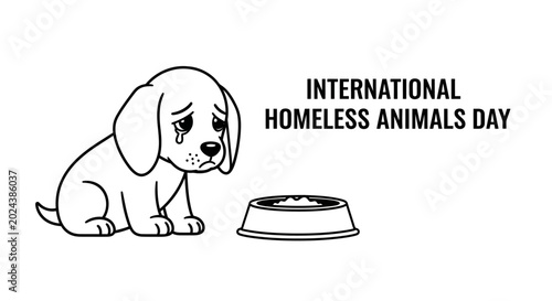 Bild auf Leinwand Sad crying puppy illustration for International Homeless Animals Day
