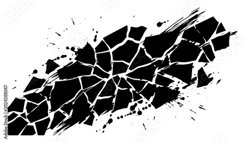 Foto Explosive burst of sharp glass shards and ink splashes in dynamic abstract style