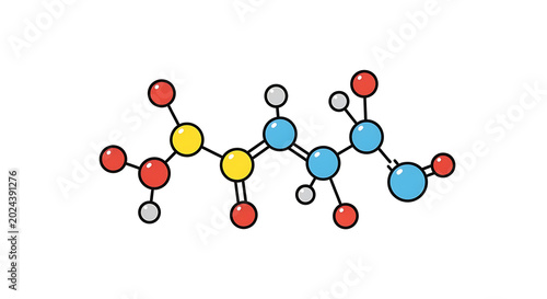 Molecular structure diagram of a chemical compound with colored atoms and bonds molecule