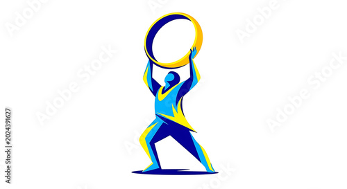 Of a person wearing a yellow hard hat and blue overalls holding a wrench