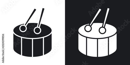 Quadro su tela Drum icons in solid black and white collection