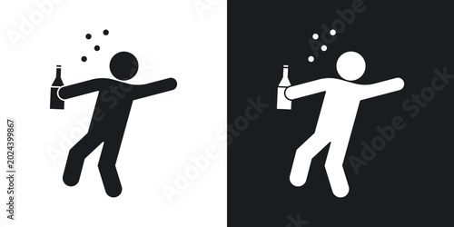 Canvastavla Drunk human icons in solid black and white collection