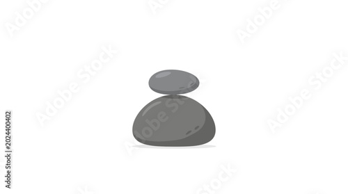 Canvas Print Minimalist stack of two grey stones on white background.