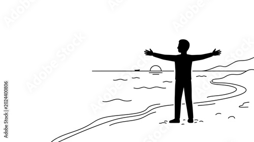 Canvas Print Silhouette of a man standing with arms outstretched in a gesture of freedom