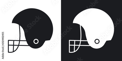 Photos Football helmet icons in solid black and white collection