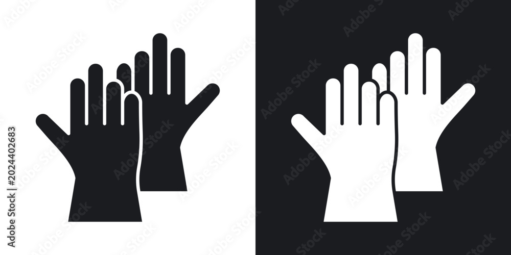 Fototapeta premium Gloves icons in solid black and white collection