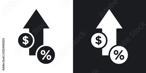 Konstfotografi Increase rate icons in solid black and white collection