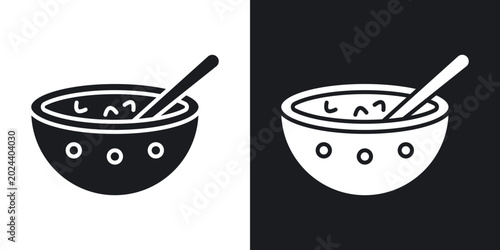 Fotografie Japanese soup bowl icons in solid black and white collection