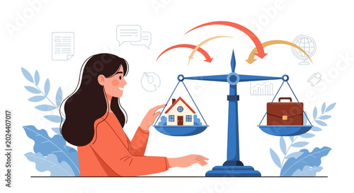 Canvas Print Woman balancing career and home life concept.