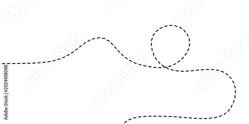 Photos Dynamic dashed line tracing a unique wavy route culminating in a graceful loop,
