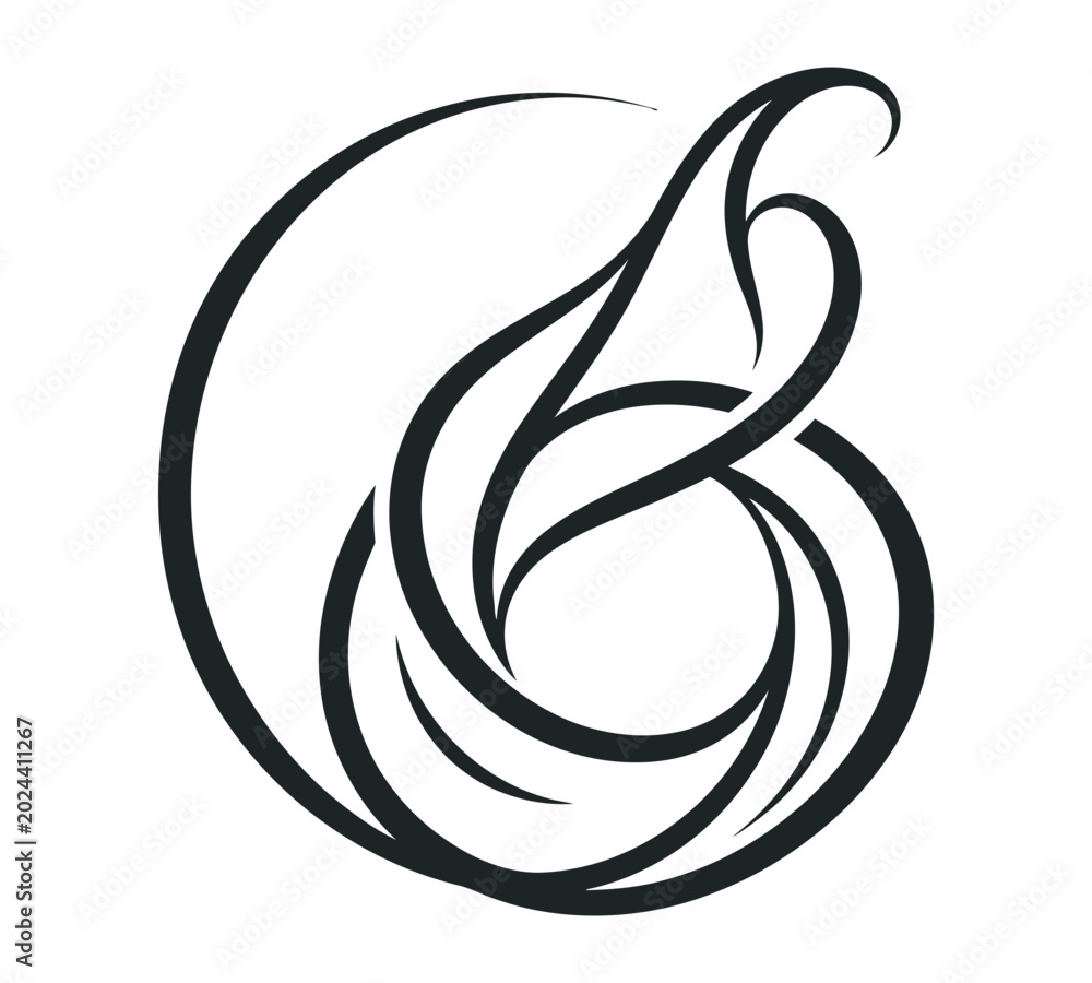 Fototapeta premium Elegant black calligraphy swirl wave abstract vector logo