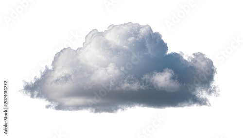 Tableau sur toile Fluffy cumulus cloud with gray undertones, isolated on transparent background