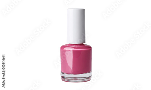 Single Pink Nail Polish Bottle With White Cap On Black Background nailpolish, Isolated, Png Transparent Background