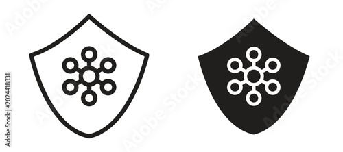 Schilderij op canvas Virus protection shield icon symbol, black style vector icons pack