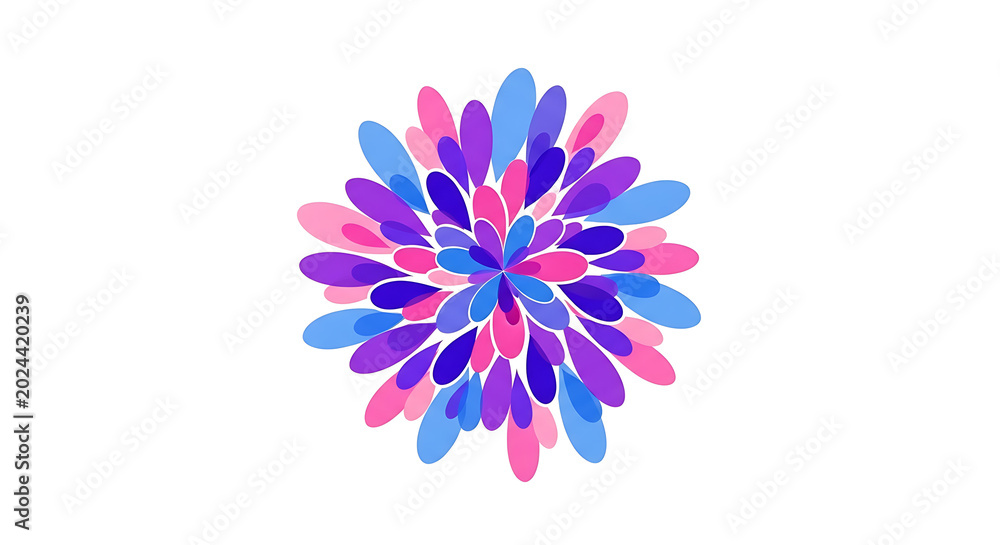 Obraz premium Vibrant radial gradient with pink, purple, and blue petal-like shapes