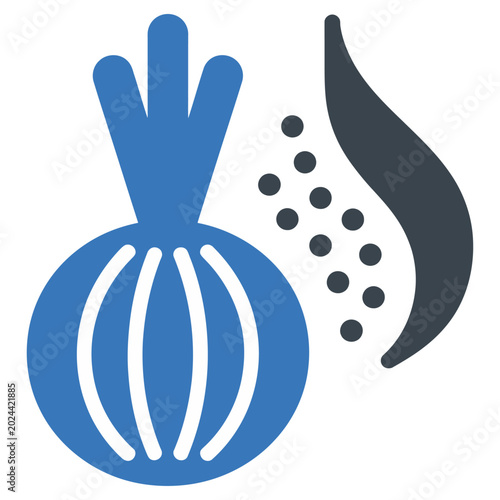 Photos Vector of a bulbous onion and a long clove of garlic with distinctive shapes