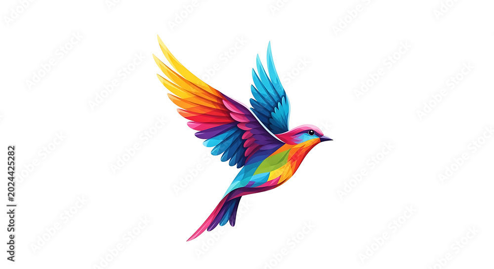 Fototapeta premium Vibrant multicolored abstract feather rainbow