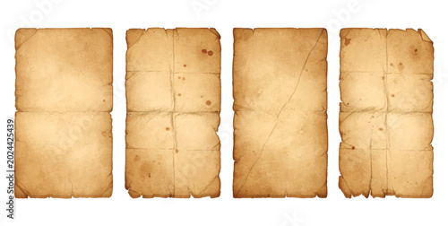 Tableau sur toile Set of four blank old vintage paper sheets with torn and ragged edges