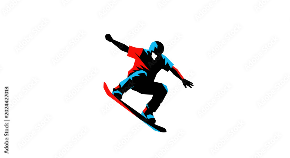 Fototapeta premium Snowboarder Jumping Vector Illustration