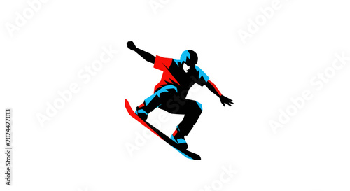 Bild auf Leinwand Snowboarder Jumping Vector Illustration
