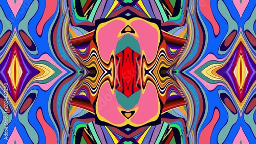 Colorful abstract geometric pattern with vibrant symmetrical shapes