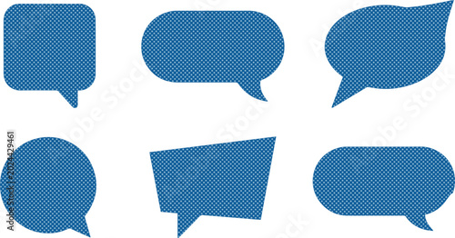 Bild auf Leinwand Modern blue speech bubble vector set, textured chat box collection, versatile co