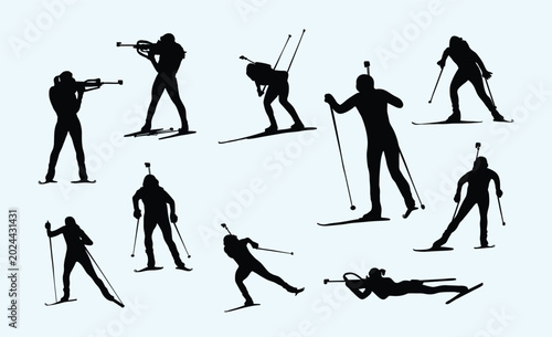 Εκτύπωση καμβά Biathlonist Silhouettes.