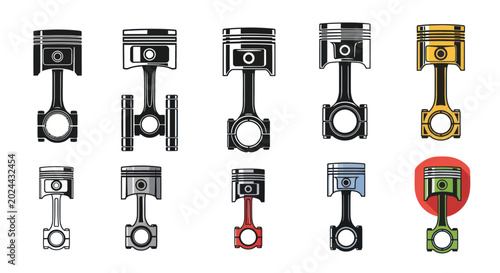 Bild auf Leinwand Engine Piston and Connecting Rod Set - Automotive Mechanical Parts
