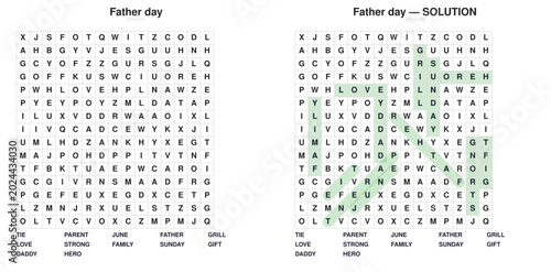 Bild auf Leinwand Fathers Day word search puzzle