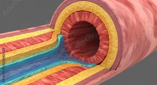 Cross-section of blood vessel with inner layers