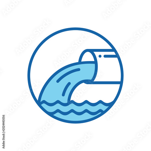 wastewater, drainage system icon vector illustration. sewer network management vector icon.	
