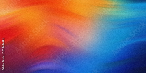 Cuadro en lienzo Vibrant abstract fluid background with flowing waves of orange red and blue colors featuring granular texture and movement